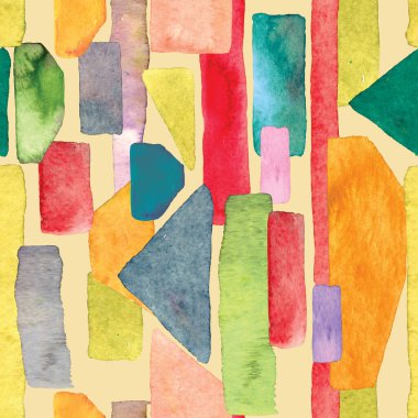 Bauhaus deseni. Çok renkli geometrik suluboya, soyut, dikişsiz baskı. Suluboya çizgili arka plan. Kaleydoskop çizgileri. Çağdaş sanat illüstrasyonu. Bauhaus grafik tasarımı. Moda dokusu