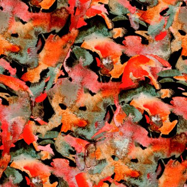 Fırça darbeleri. Siyah kırmızı suluboya geometri baskısı. Pastel suluboya arka plan. El çizimi soyut sanat çizgisi. Tekrar eden mayo desenli. Fırça izi.