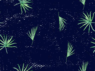 İndigo egzotik desen. Canavar yaprakları ve amber çiçekleri yaz baskısı. Doymuş büyük çiçekli mayo izi. Yatay Kaliforniya doğal doku tasarımı. Güzel bahar botanik tasarımı.