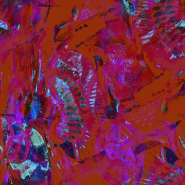 Suluboya tropikal, pürüzsüz desen. Renkli bir arka plan. Doğuya özgü suluboya tasarımı. Pachwork dokusu. Çiçekli Coachella pürüzsüz desen. Sıkıntılı soyut uyum.