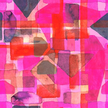 Bauhaus deseni. Pembe kırmızı geometrik, soyut, dikişsiz, sulu boya. Suluboya çizgili arka plan. Kaleydoskop çizgileri. Çağdaş sanat illüstrasyonu. Bauhaus grafik tasarımı. Moda dokusu