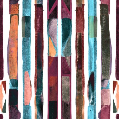 Bauhaus deseni. Pembe kırmızı geometrik, soyut, dikişsiz, sulu boya. Suluboya çizgili arka plan. Kaleydoskop çizgileri. Çağdaş sanat illüstrasyonu. Bauhaus grafik tasarımı. Moda dokusu