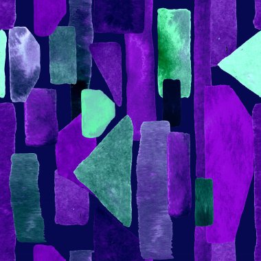 Bauhaus deseni. Çivit mavisi geometrik suluboya, soyut, dikişsiz iz. Suluboya çizgili arka plan. Kaleydoskop çizgileri. Çağdaş sanat illüstrasyonu. Bauhaus grafik tasarımı. Moda dokusu