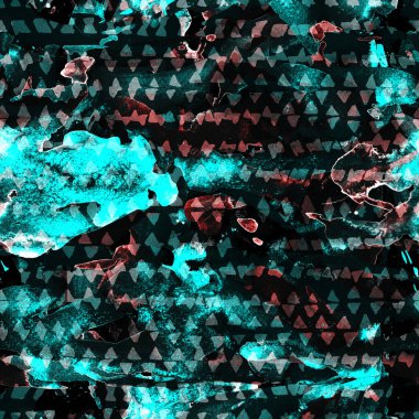 Üçgen desen. İndigo ve beyaz geometri arka planı. Yarım ton hister dokusu. Geometrik grafik tasarım. El çizimi Shibori baskısı. Tek renkli üçgen, dikişsiz desen. Eski baskı.