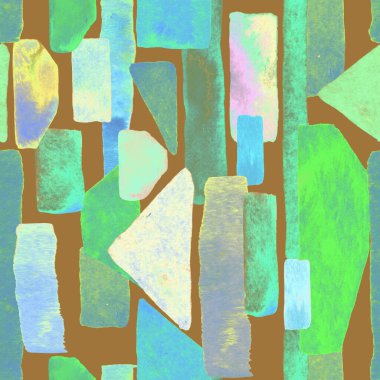 Bauhaus deseni. Yeşil geometrik, soyut, dikişsiz, sulu boya. Suluboya çizgili arka plan. Kaleydoskop çizgileri. Çağdaş sanat illüstrasyonu. Bauhaus grafik tasarımı. Moda dokusu