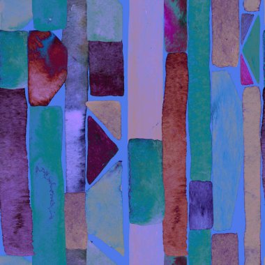 Bauhaus deseni. Çivit mavisi geometrik suluboya, soyut, dikişsiz iz. Suluboya çizgili arka plan. Kaleydoskop çizgileri. Çağdaş sanat illüstrasyonu. Bauhaus grafik tasarımı. Moda dokusu