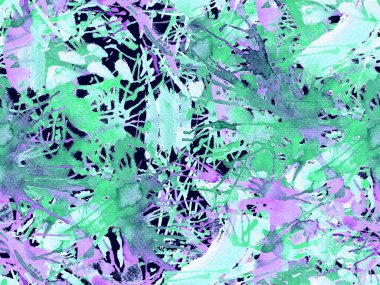 Sıvı, pürüzsüz desen. Mavi suluboya fırça darbesi grunge fayans. Suluboya kaotik sıçrama boya tasarımı. Kademeli mürekkep lekeleri. Çamur tabakası. Sıvı damlayan fırça sonsuz iz.