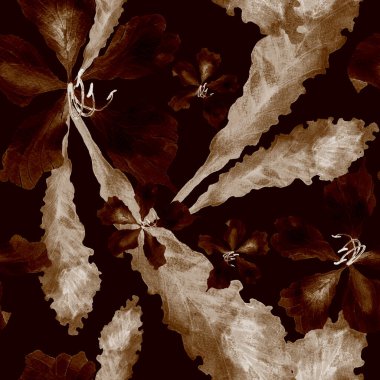 Egzotik desen. Suluboya tropik çiçekler ve canavar yaprakları. Palm ve Hibiscus ormanları pürüzsüz. Yaz Hawaii suluboya geçmişi. Tropik palmiyeler, canavarlar, çiçek desenleri..