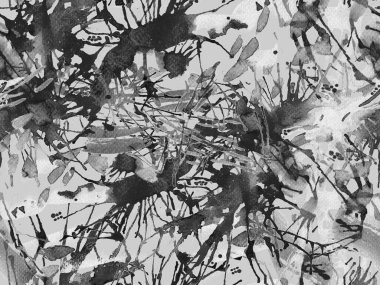 Sıvı, pürüzsüz desen. Siyah ve beyaz suluboya fırça darbesi grunge fayans. Suluboya boya boya tasarımı. Kademeli mürekkep lekeleri. Toprak sıçrama deseni. Sıvı damlayan fırça sonsuz iz. 