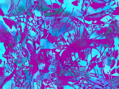 Sıvı, pürüzsüz desen. Mor suluboya fırça darbesi grunge tasarımı. Suluboya kaotik sıçrama boya tasarımı. Kademeli mürekkep lekeleri. Toprak sıçrama deseni. Sıvı damlayan fırça sonsuz iz. 