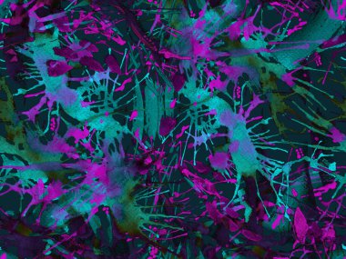 Sıvı, pürüzsüz desen. Mavi suluboya fırça darbesi grunge fayans. Suluboya boya boya tasarımı. Kademeli mürekkep lekeleri. Toprak sıçrama deseni. Sıvı damlayan fırça sonsuz iz. 