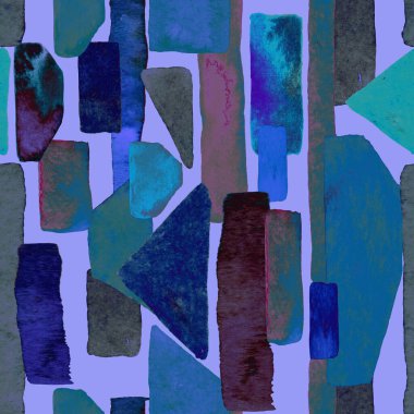 Bauhaus deseni. Çivit mavisi geometrik suluboya, soyut, dikişsiz iz. Suluboya çizgili arka plan. Kaleydoskop çizgileri. Çağdaş sanat illüstrasyonu. Bauhaus grafik tasarımı. Moda dokusu