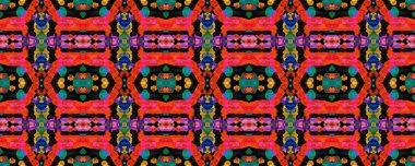 Boyalı fırça Yerli Arkaplanı. Ikat Geometrik Mayo Kalıbı. Suluboya Etnik Tasarım. Kırmızı, Yeşil, Bej ve Mavi Geleneksel Rastgele Doku. Dikdörtgen Coğrafi Uyum. Etnik Kusursuz Desen.