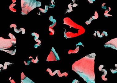 Üçgen desen. Siyah, mavi ve yeşil geometri arka planı. Yarım ton hister dokusu. Geometrik grafik tasarım. El çizimi mürekkep izi. Asgari üçgen kusursuz desen. Eski baskı.