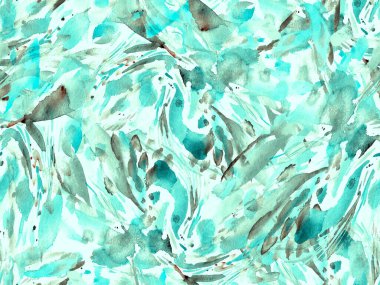 Boho kaleydoskop soyut, kusursuz desen. Çivit mavisi etnik doku. Suluboya bohem Fas baskısı. Mayo, suluboya, soyut kravat, iç döşeme. Fırça darbesi arka plan