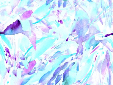 Boho kaleydoskop soyut, kusursuz desen. Çivit mavisi etnik doku. Suluboya bohem Fas baskısı. Mayo, suluboya, soyut kravat, iç döşeme. Fırça darbesi arka plan