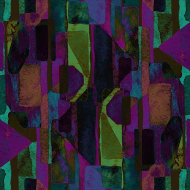 Bauhaus deseni. Çivit mavisi geometrik suluboya, soyut, dikişsiz iz. Suluboya çizgili arka plan. Kaleydoskop çizgileri. Çağdaş sanat illüstrasyonu. Bauhaus grafik tasarımı. Moda dokusu