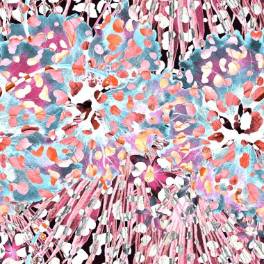 Leopar dikişsiz suluboya deseni. Siyah, pembe, egzotik, pürüzsüz desen. Kamuflaj izi. Minimum el çizimi yaz çitası arkaplanı. Hayvan derisi tropikal mürekkep uyumluluğu.