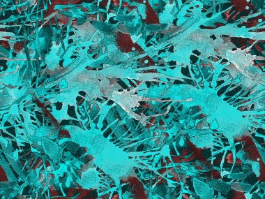 Sıvı, pürüzsüz desen. Mavi suluboya fırça darbesi grunge fayans. Suluboya soyut sıçrama boyası tasarımı. Kademeli mürekkep lekeleri. Toprak sıçrama deseni. Sıvı damlayan fırça sonsuz iz. 