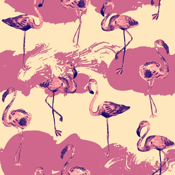 Flamingo Patroon Tropische Zomer Rode Roze Print Exotische Lente Textiel — Stockfoto