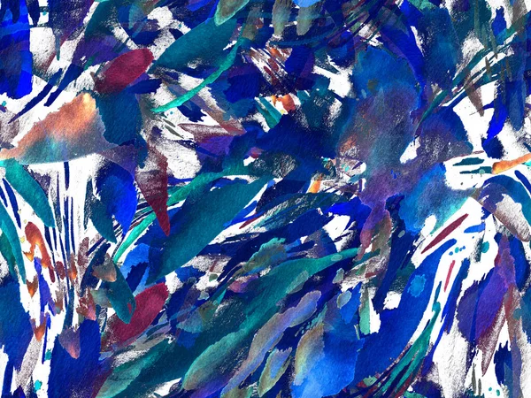 Boho Kaleidoskop Abstraktní Bezešvé Vzor Indigo Modrá Etnická Textura Akvarel — Stock fotografie