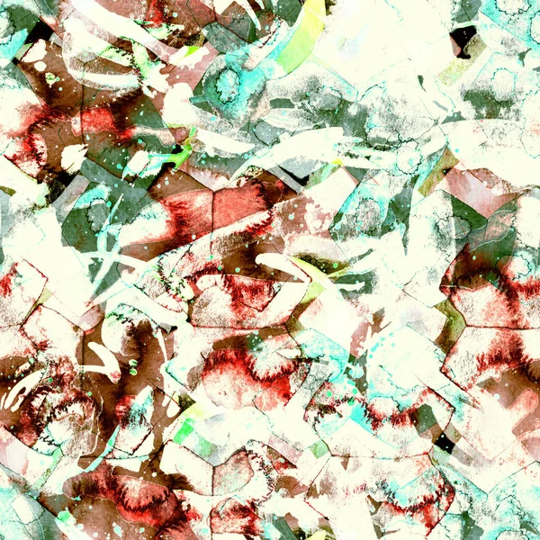 Suluboya egzotik, pürüzsüz desen. Renkli bir arka plan. Soyut geometrik suluboya tasarımı. Pachwork dokusu. Çiçekli Coachella pürüzsüz desen. Etnik soyut karma sanat eserleri.