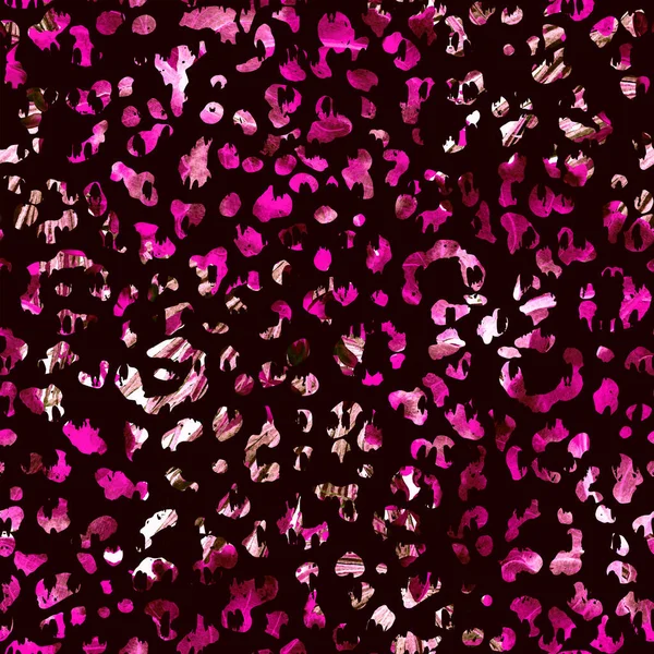 Leopard Αδιάλειπτη Υδατογραφία Μοτίβο Μαύρο Ροζ Εξωτικό Μοτίβο Χωρίς Ραφή — Φωτογραφία Αρχείου