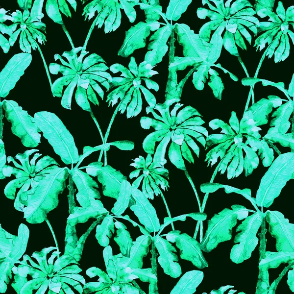 손바닥 가없는 극락조 잎사귀가 있습니다 유동적 추상적 수채화 해바라기 — 스톡 사진