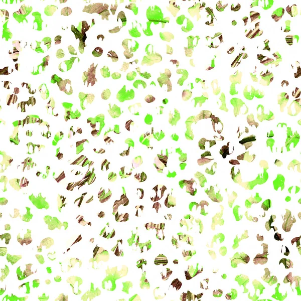 Leopard Αδιάλειπτη Υδατογραφία Μοτίβο Πράσινο Κόκκινο Εξωτικό Μοτίβο Χωρίς Ραφή — Φωτογραφία Αρχείου