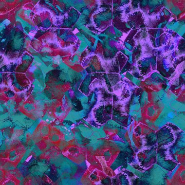 Suluboya egzotik, pürüzsüz desen. Kabile renginde boya fırçası izi. Doğu suluboya bandanası. Pachwork dokusu. Çiçekli Coachella pürüzsüz desen. Sıkıntılı soyut sanat eserleri.