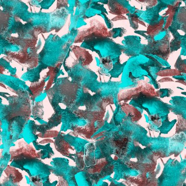 Fırça darbeleri. Beyaz Indigo Suluboya geometri baskısı. Pastel boyalı suluboya arka plan. El çizimi soyut sanat çizgisi. Tekrar eden mayo desenli. Fırça izi.