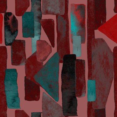 Bauhaus deseni. Pembe kırmızı geometrik, soyut, dikişsiz, sulu boya. Suluboya çizgili arka plan. Kaleydoskop çizgileri. Çağdaş sanat illüstrasyonu. Bauhaus grafik tasarımı. Moda dokusu