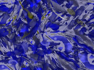 Boho kaleydoskop soyut, kusursuz desen. Çivit mavisi etnik doku. Suluboya bohem Fas baskısı. Mayo, suluboya, soyut kravat, iç döşeme. Fırça darbesi arka plan