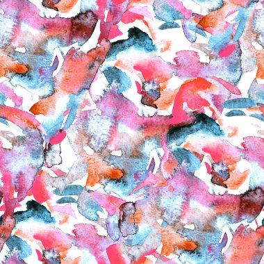 Fırça darbeleri. Beyaz pembe suluboya geometri baskısı. Pastel boyalı suluboya arka plan. El çizimi soyut sanat çizgisi. Tekrar eden mayo desenli. Fırça darbesi modern baskı.