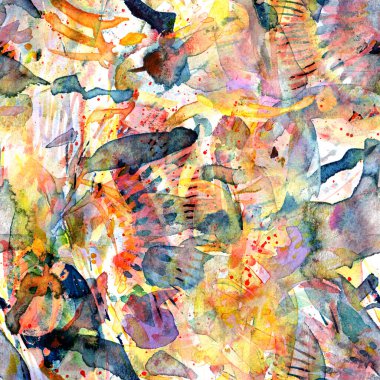 Suluboya etnik, pürüzsüz desen. Renkli bir arka plan. Doğuya özgü suluboya tasarımı. Mayo dokusu. Çiçekli Coachella pürüzsüz desen. Sıkıntılı soyut uyum.