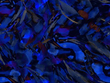 Boho kaleydoskop soyut, kusursuz desen. Çivit mavisi etnik doku. Suluboya bohem Fas baskısı. Mayo, suluboya, soyut kravat, iç döşeme. Fırça darbesi arka plan