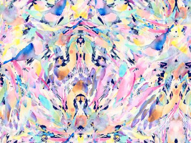 Boho kaleydoskop soyut, kusursuz desen. Pembe kırmızı etnik doku. Suluboya bohem Fas baskısı. Mayo, suluboya, soyut kravat, iç döşeme. Fırça darbesi arka plan