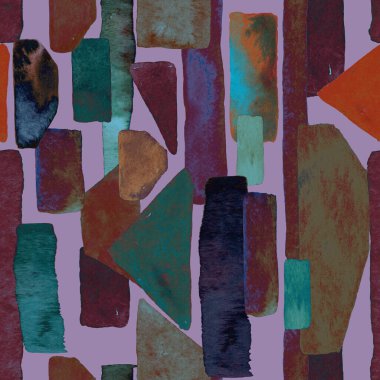 Bauhaus deseni. Çivit mavisi geometrik suluboya, soyut, dikişsiz iz. Suluboya çizgili arka plan. Kaleydoskop çizgileri. Çağdaş sanat illüstrasyonu. Bauhaus grafik tasarımı. Moda dokusu