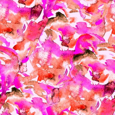 Fırça darbeleri. Beyaz pembe suluboya geometri baskısı. Pastel boyalı suluboya arka plan. El çizimi soyut sanat çizgisi. Tekrar eden mayo desenli. Fırça izi.