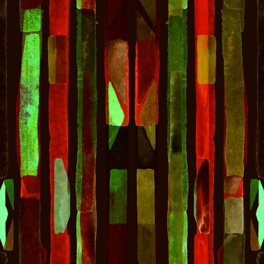 Bauhaus deseni. Yeşil geometrik, soyut, dikişsiz, sulu boya. Suluboya çizgili arka plan. Kaleydoskop çizgileri. Çağdaş sanat illüstrasyonu. Bauhaus grafik tasarımı. Moda dokusu