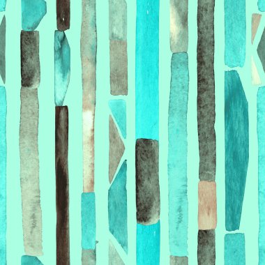 Bauhaus deseni. Yeşil geometrik, soyut, dikişsiz, sulu boya. Suluboya çizgili arka plan. Kaleydoskop çizgileri. Çağdaş sanat illüstrasyonu. Bauhaus grafik tasarımı. Moda dokusu