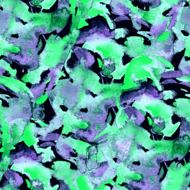 Fırça darbeleri. Siyah Yeşil Suluboya geometri baskısı. Pastel boyalı suluboya arka plan. El çizimi soyut sanat çizgisi. Tekrar eden mayo desenli. Fırça darbesi modern baskı.