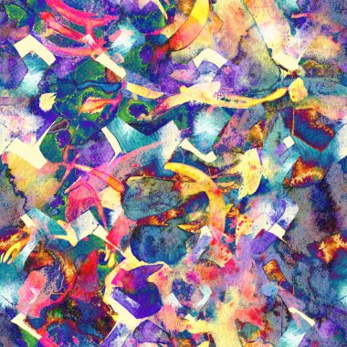 Suluboya etnik, pürüzsüz desen. Kabile renginde boya fırçası izi. Doğu suluboya bandanası. Pachwork dokusu. Çiçekli Coachella pürüzsüz desen. Sıkıntılı soyut uyum.