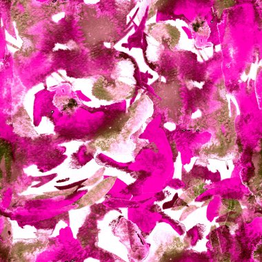 Fırça darbeleri. Beyaz pembe suluboya geometri baskısı. Pastel boyalı suluboya arka plan. El çizimi soyut sanat çizgisi. Tekrar eden mayo desenli. Fırça izi.