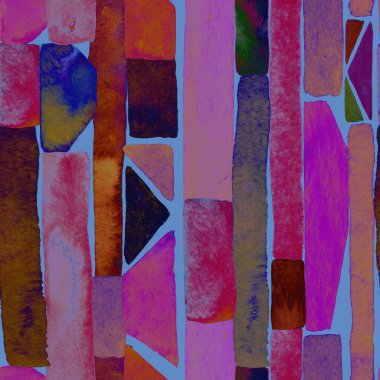 Bauhaus deseni. Pembe kırmızı geometrik, soyut, dikişsiz, sulu boya. Suluboya çizgili arka plan. Kaleydoskop çizgileri. Çağdaş sanat illüstrasyonu. Bauhaus grafik tasarımı. Moda dokusu