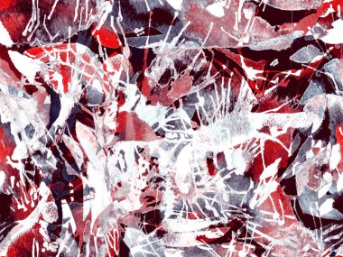 Püskürme izi yok. Kırmızı suluboya fırça darbesi grunge tasarımı. Suluboya boya boya tasarımı. Kademeli mürekkep lekeleri. Çamur tabakası. Sıvı damlayan fırça sonsuz iz.