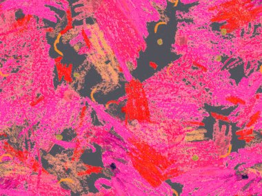 Modern Doodle Header. Kırmızı Üzerine Şirin Büyük Olağandışı Geometrik Desen, Yatay Şablon İçin Pembe Arkaplan. Büyük Moda Asgari Baskısı. Pastel Doodle Başlığı.