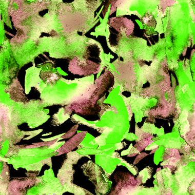 Fırça darbeleri. Beyaz yeşil suluboya geometri baskısı. Pastel boyalı suluboya arka plan. El çizimi soyut sanat çizgisi. Tekrar eden mayo desenli. Fırça izi.