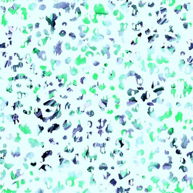 Leopar dikişsiz suluboya deseni. Beyaz, ekzotik, pürüzsüz desen. Kabile kedisi izleri. Minimum el çizimi yaz çitası arkaplanı. Hayvan derisi tropikal mürekkep uyumluluğu.