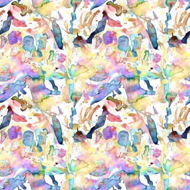 Suluboya egzotik, pürüzsüz desen. Renkli bir arka plan. Soyut geometrik suluboya tasarımı. Pachwork dokusu. Çiçekli Coachella pürüzsüz desen. Etnik soyut karma sanat eserleri.